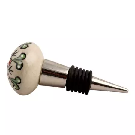 Red Leaf Flower Ceramic Wine Stopper